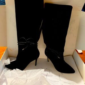 White House Black Market black suede tall boots